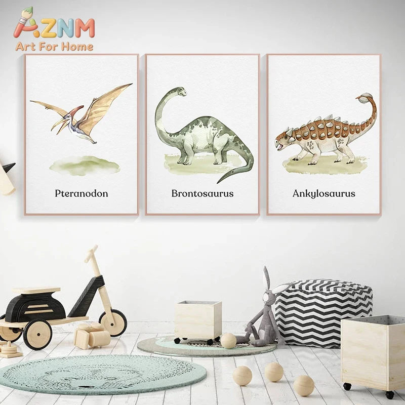 AZNM Watercolor Dinosaur Canva - огляд і ціна Kids Education Name